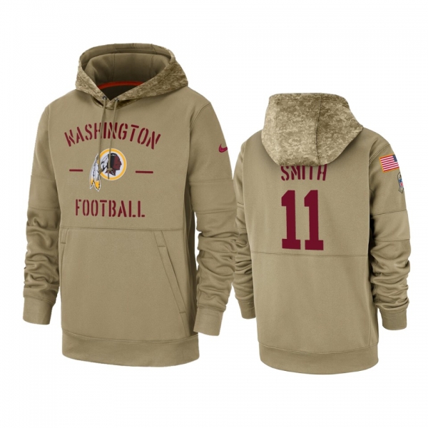 Washington Redskins Alex Smith Tan 2019 Salute to Service Sideline Therma Pullover Hoodie