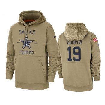 Dallas Cowboys Amari Cooper Tan 2019 Salute to Service Sideline Therma Pullover Hoodie