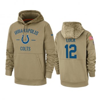 Indianapolis Colts Andrew Luck Tan 2019 Salute to Service Sideline Therma Pullover Hoodie