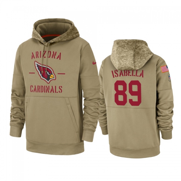 Arizona Cardinals Andy Isabella Tan 2019 Salute to Service Sideline Therma Pullover Hoodie