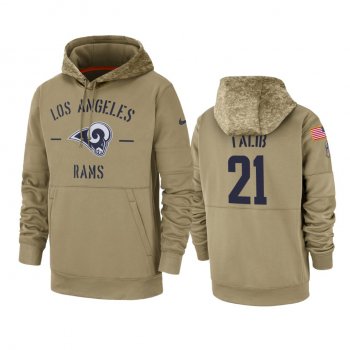 Los Angeles Rams Aqib Talib Tan 2019 Salute to Service Sideline Therma Pullover Hoodie