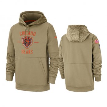 Chicago Bears Tan 2019 Salute to Service Sideline Therma Pullover Hoodie