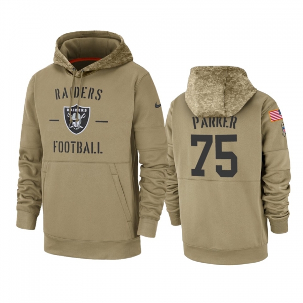 Oakland Raiders Brandon Parker Tan 2019 Salute to Service Sideline Therma Pullover Hoodie