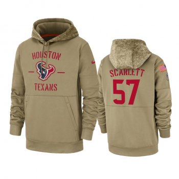 Houston Texans Brennan Scarlett Tan 2019 Salute to Service Sideline Therma Pullover Hoodie