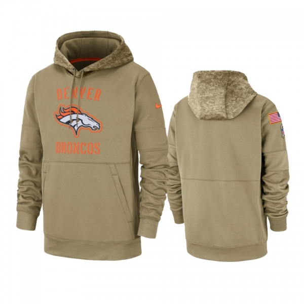 Denver Broncos Tan 2019 Salute to Service Sideline Therma Pullover Hoodie