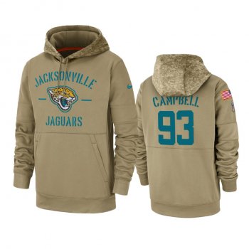 Jacksonville Jaguars Calais Campbell Tan 2019 Salute to Service Sideline Therma Pullover Hoodie