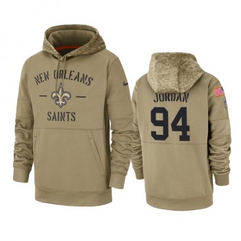 New Orleans Saints Cameron Jordan Tan 2019 Salute to Service Sideline Therma Pullover Hoodie