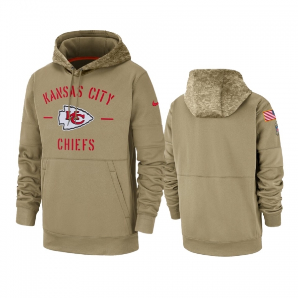 Kansas City Chiefs Tan 2019 Salute to Service Sideline Therma Pullover Hoodie