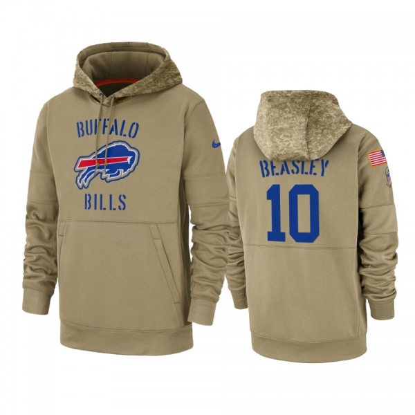 Buffalo Bills Cole Beasley Tan 2019 Salute to Service Sideline Therma Pullover Hoodie