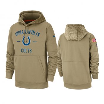 Indianapolis Colts Tan 2019 Salute to Service Sideline Therma Pullover Hoodie