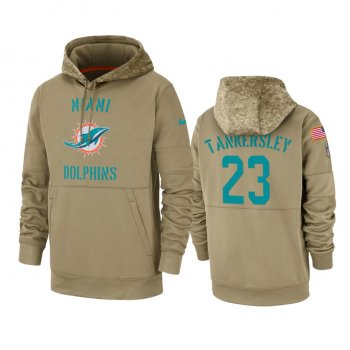 Miami Dolphins Cordrea Tankersley Tan 2019 Salute to Service Sideline Therma Pullover Hoodie