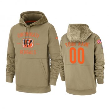 Cincinnati Bengals Custom Tan 2019 Salute to Service Sideline Therma Pullover Hoodie