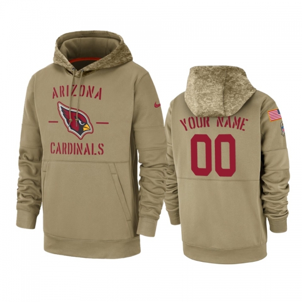 Arizona Cardinals Custom Tan 2019 Salute to Service Sideline Therma Pullover Hoodie