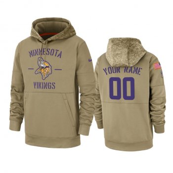 Minnesota Vikings Custom Tan 2019 Salute to Service Sideline Therma Pullover Hoodie