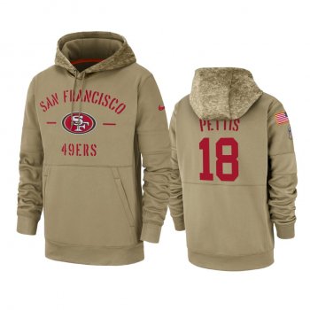 San Francisco 49ers Dante Pettis Tan 2019 Salute to Service Sideline Therma Pullover Hoodie