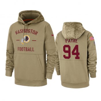 Washington Redskins Da'ron Payne Tan 2019 Salute to Service Sideline Therma Pullover Hoodie