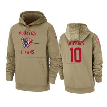 Houston Texans DeAndre Hopkins Tan 2019 Salute to Service Sideline Therma Pullover Hoodie