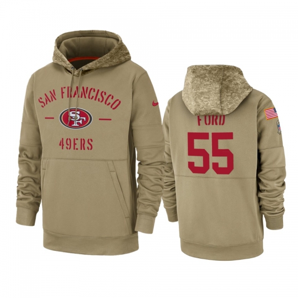 San Francisco 49ers Dee Ford Tan 2019 Salute to Service Sideline Therma Pullover Hoodie