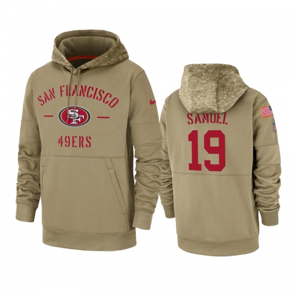 San Francisco 49ers Deebo Samuel Tan 2019 Salute to Service Sideline Therma Pullover Hoodie