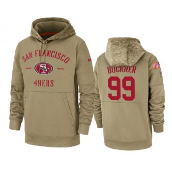 San Francisco 49ers Deforest Buckner Tan 2019 Salute to Service Sideline Therma Pullover Hoodie