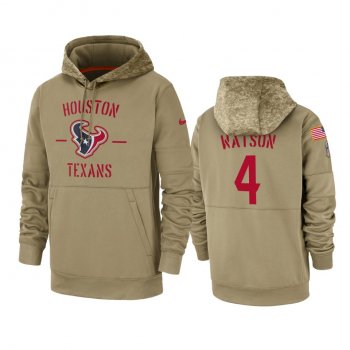 Houston Texans Deshaun Watson Tan 2019 Salute to Service Sideline Therma Pullover Hoodie