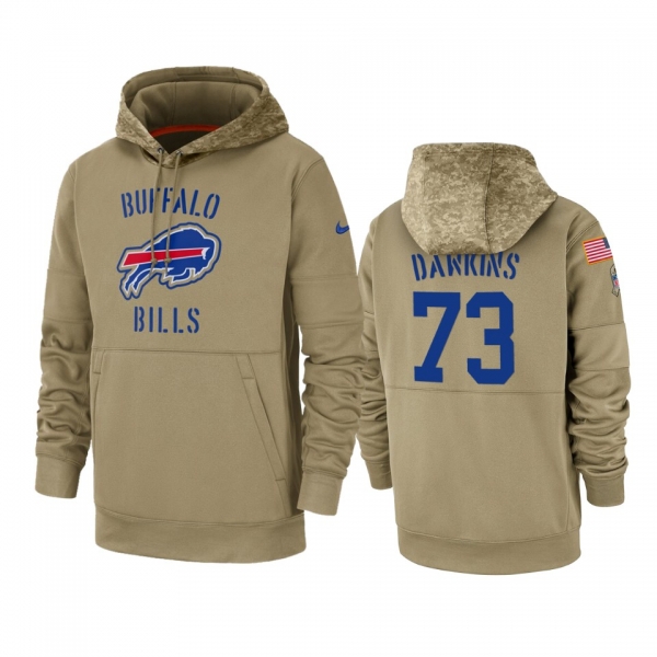 Buffalo Bills Dion Dawkins Tan 2019 Salute to Service Sideline Therma Pullover Hoodie