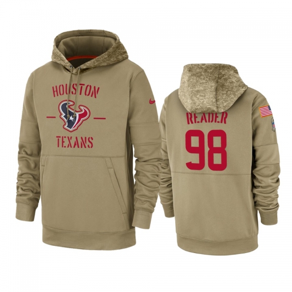 Houston Texans D.J. Reader Tan 2019 Salute to Service Sideline Therma Pullover Hoodie