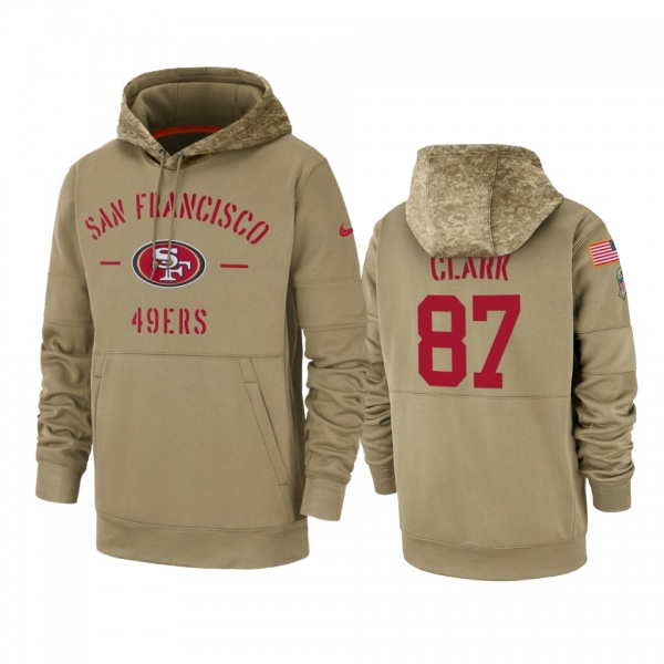 San Francisco 49ers Dwight Clark Tan 2019 Salute to Service Sideline Therma Pullover Hoodie