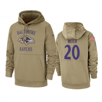 Baltimore Ravens Ed Reed Tan 2019 Salute to Service Sideline Therma Pullover Hoodie