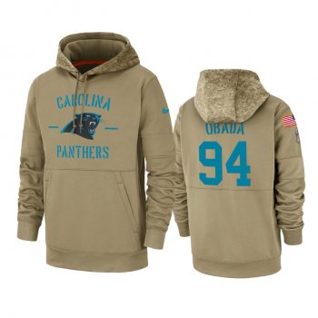 Carolina Panthers Efe Obada Tan 2019 Salute to Service Sideline Therma Pullover Hoodie