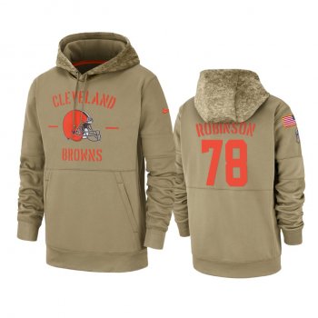 Cleveland Browns Greg Robinson Tan 2019 Salute to Service Sideline Therma Pullover Hoodie