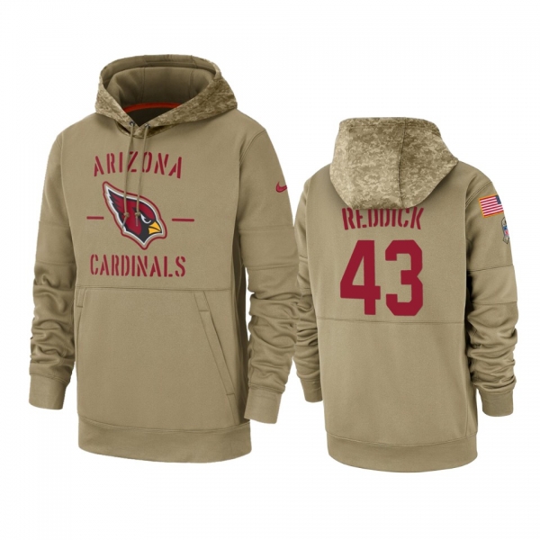 Arizona Cardinals Haason Reddick Tan 2019 Salute to Service Sideline Therma Pullover Hoodie