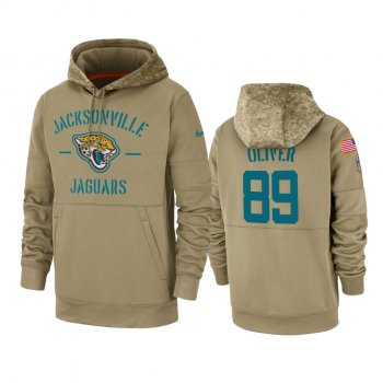 Jacksonville Jaguars Josh Oliver Tan 2019 Salute to Service Sideline Therma Pullover Hoodie