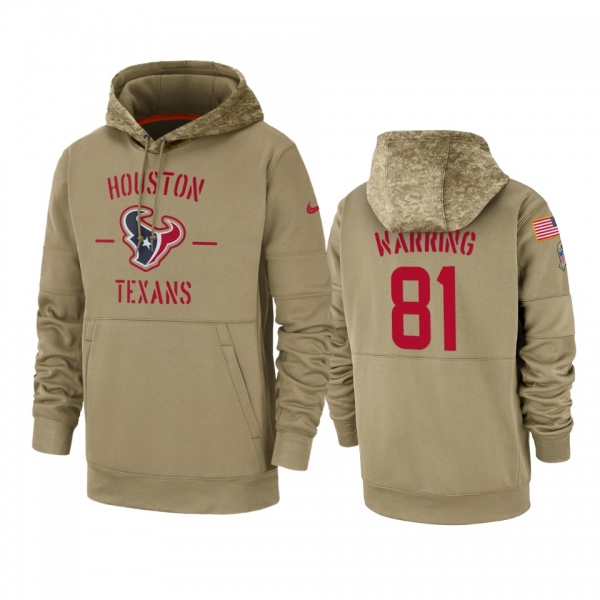 Houston Texans Kahale Warring Tan 2019 Salute to Service Sideline Therma Pullover Hoodie