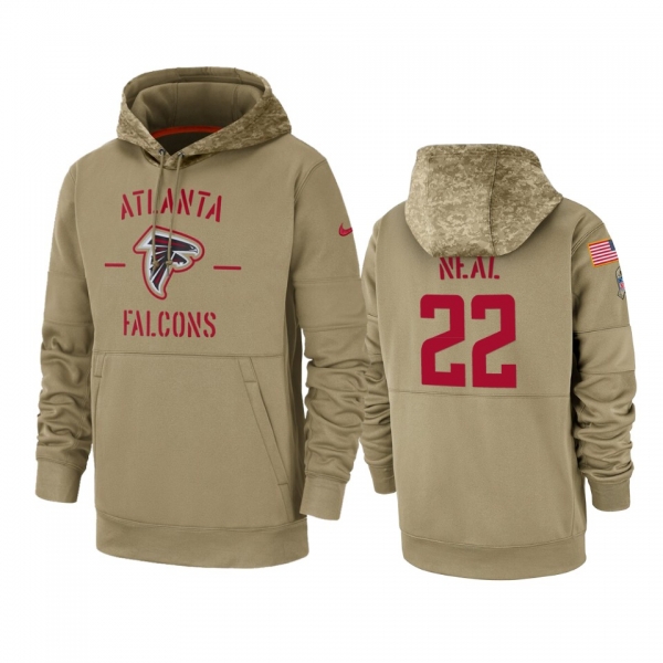 Atlanta Falcons Keanu Neal Tan 2019 Salute to Service Sideline Therma Pullover Hoodie