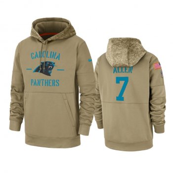 Carolina Panthers Kyle Allen Tan 2019 Salute to Service Sideline Therma Pullover Hoodie