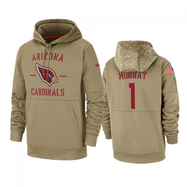 Arizona Cardinals Kyler Murray Tan 2019 Salute to Service Sideline Therma Pullover Hoodie