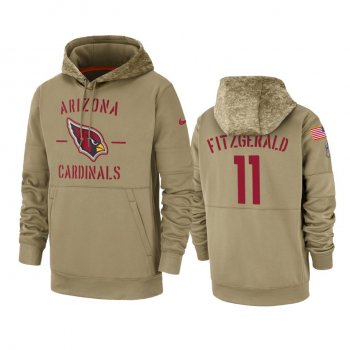 Arizona Cardinals Larry Fitzgerald Tan 2019 Salute to Service Sideline Therma Pullover Hoodie