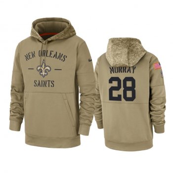 New Orleans Saints Latavius Murray Tan 2019 Salute to Service Sideline Therma Pullover Hoodie