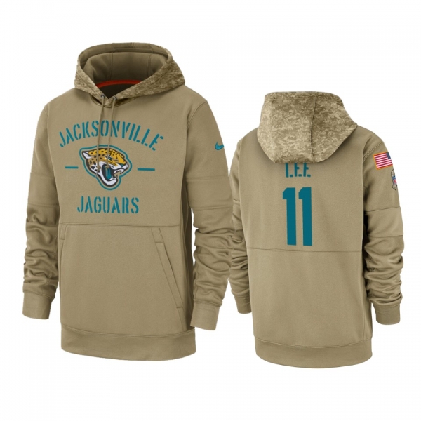 Jacksonville Jaguars Marqise Lee Tan 2019 Salute to Service Sideline Therma Pullover Hoodie