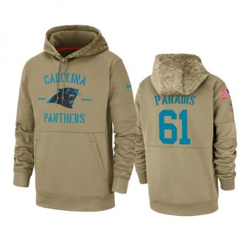 Carolina Panthers Matt Paradis Tan 2019 Salute to Service Sideline Therma Pullover Hoodie