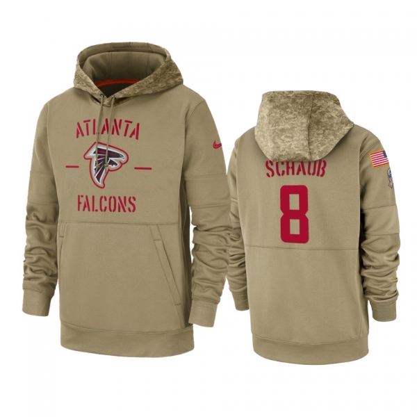 Atlanta Falcons Matt Schaub Tan 2019 Salute to Service Sideline Therma Pullover Hoodie