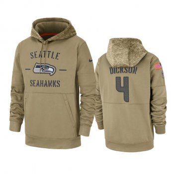 Seattle Seahawks Michael Dickson Tan 2019 Salute to Service Sideline Therma Pullover Hoodie