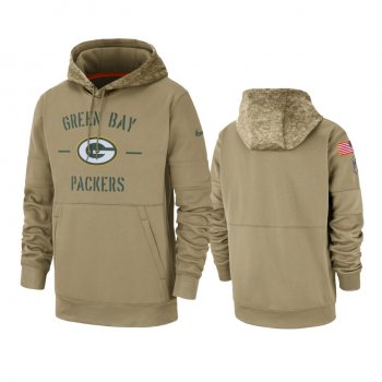 Green Bay Packers Tan 2019 Salute to Service Sideline Therma Pullover Hoodie