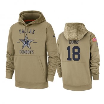 Dallas Cowboys Randall Cobb Tan 2019 Salute to Service Sideline Therma Pullover Hoodie