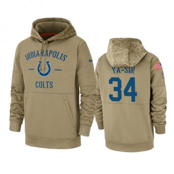 Indianapolis Colts Rock Ya-Sin Tan 2019 Salute to Service Sideline Therma Pullover Hoodie