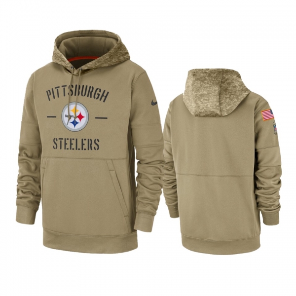 Pittsburgh Steelers Tan 2019 Salute to Service Sideline Therma Pullover Hoodie