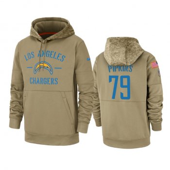 Los Angeles Chargers Trey Pipkins Tan 2019 Salute to Service Sideline Therma Pullover Hoodie