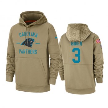 Carolina Panthers Will Grier Tan 2019 Salute to Service Sideline Therma Pullover Hoodie