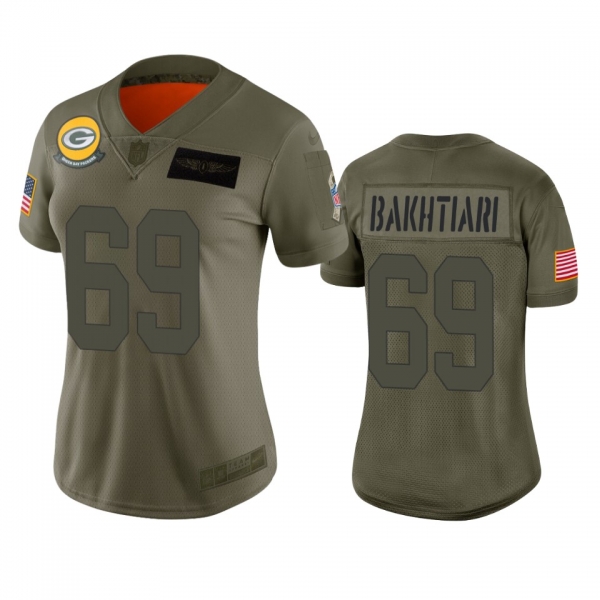 Women's Green Bay Packers David Bakhtiari Camo 2019 Salute to Service Limited Jersey